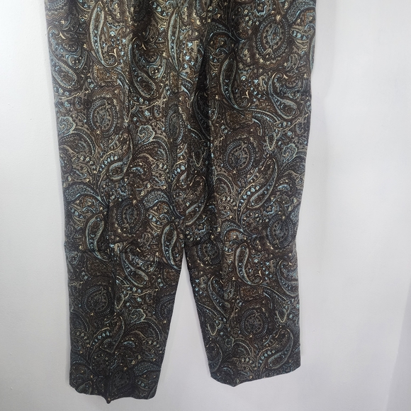 Woolrich Brown Paisley Rayon Pleated Pants - Picture 9 of 11